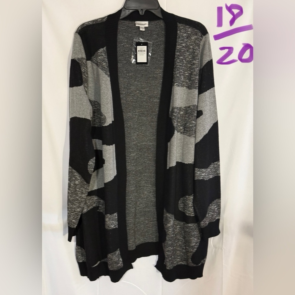 Avenue Black and Gray Cardigan